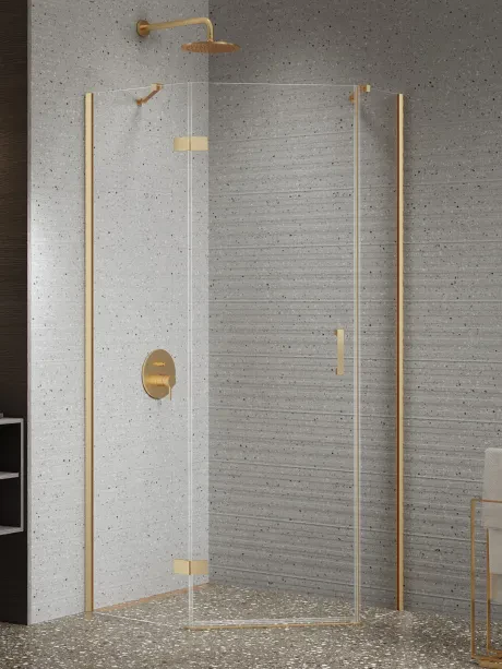 Kabina Prysznicowa Nesta Gold Brushed, Pięciokątna lewa
