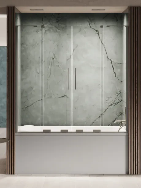 Parawan nawannowy SMART GUNMETAL BRUSHED 2D U 150x150 -WSPORNIK KĄTOWY