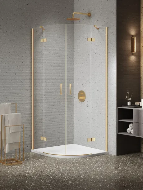 Kabina prysznicowa Nesta Gold Brushed, półokrągła