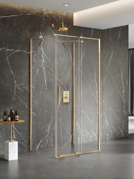 Kabina prysznicowa Smart Gold Brushed, przyścienna