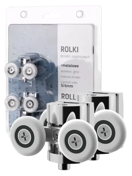 Rolki górne, do przesuwnych kabin prysznicowych, grubość 5/6mm, materiał metal