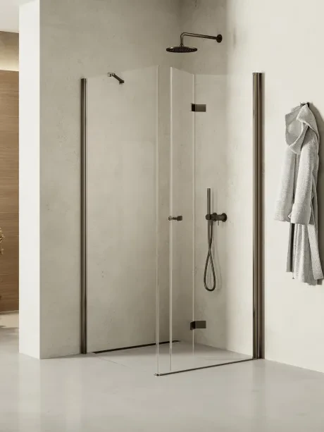 Kabina prysznicowa New Soleo Gunmetal Brushed, drzwi składane, pojedyncze