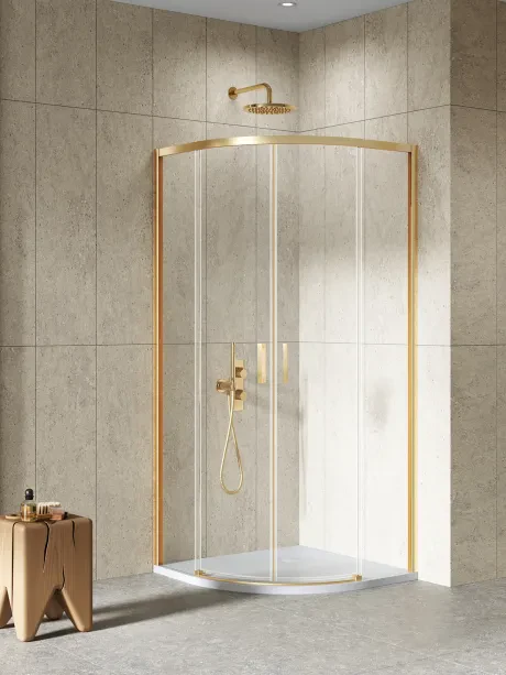 Kabina prysznicowa Prime Gold Brushed, półokrągła.