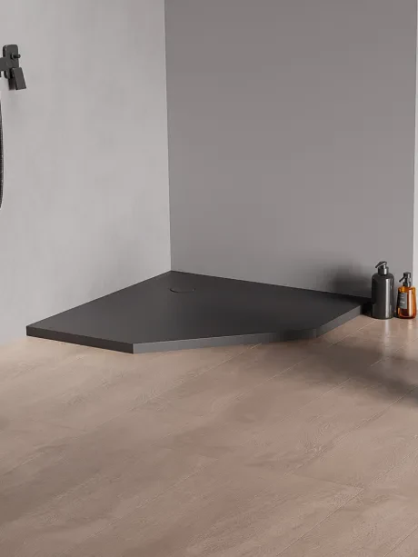Brodzik konglomeratowy Nex Shade, pięciokątny, w kolorze antracytowym, wysokość 3,5cm
