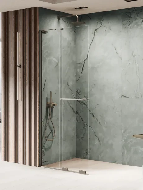 Kabina prysznicowa SMART GUNMETAL BRUSHED 1D walk-in WIESZAK-WSPORNIK KĄTOWY