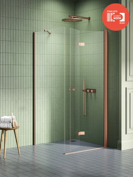 Kabina prysznicowa New Soleo Copper Brushed, drzwi składane, pojedyncze