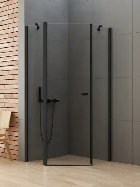 Kabina prysznicowa New Soleo Black, pięciokątna, drzwi pojedyncze
