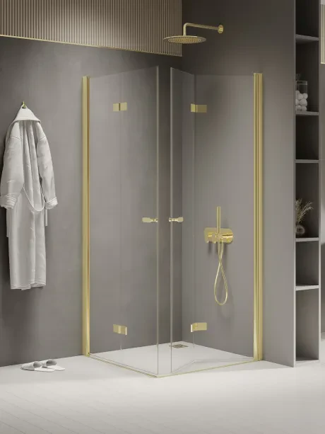 Kabina prysznicowa New Soleo Gold Shine, drzwi składane, podwójne