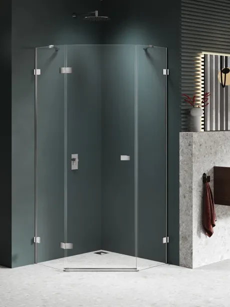 Kabina prysznicowa AVEXA NICKEL BRUSHED 1D pięciokątna