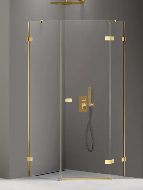 Kabina prysznicowa Avexa Gold Shine, asymetryczna, pięciokątna