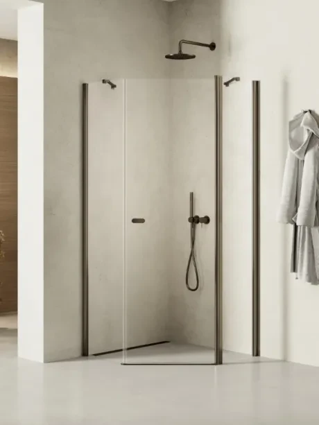 Kabina prysznicowa New Soleo Gunmetal Brushed, pięciokątna, drzwi pojedyncze