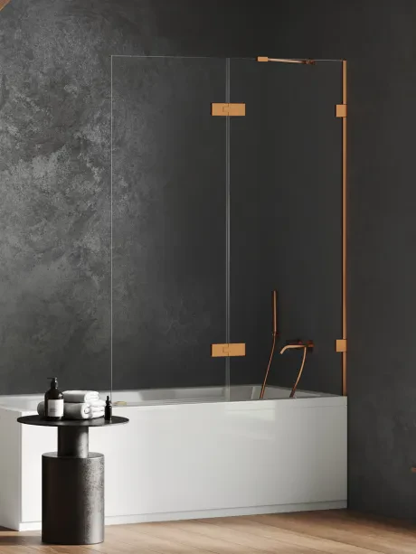 Parawan nawannowy OXIA COPPER BRUSHED pojedynczy uchylny zawias na małej ściance