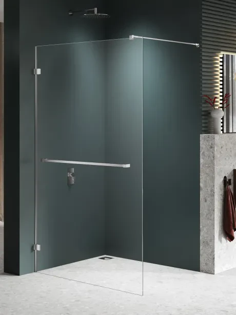 Kabina prysznicowa AVEXA NICKEL BRUSHED walk-in RELING grubość szkła 6mm