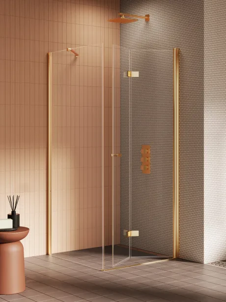 Kabina prysznicowa New Soleo Gold Brushed, drzwi składane, pojedyncze