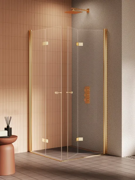 Kabina prysznicowa New Soleo Gold Brushed, drzwi składane, podwójne