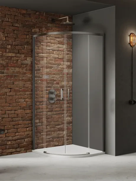 Kabina prysznicowa Prime Gunmetal Brushed, półokrągła.