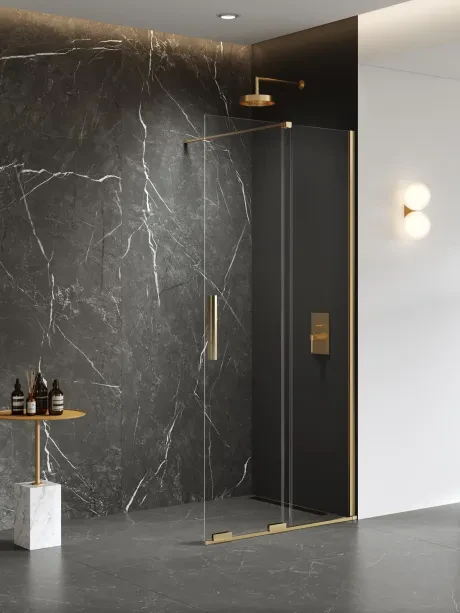 Kabina prysznicowa walk in Smart Gold Brushed, przesuwna.